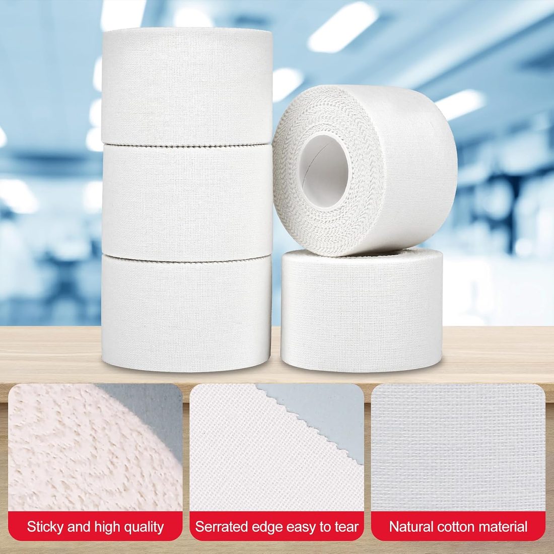 AZEN Athletic Sports Tape, 1.5 in · 12 Pack, White, view 6