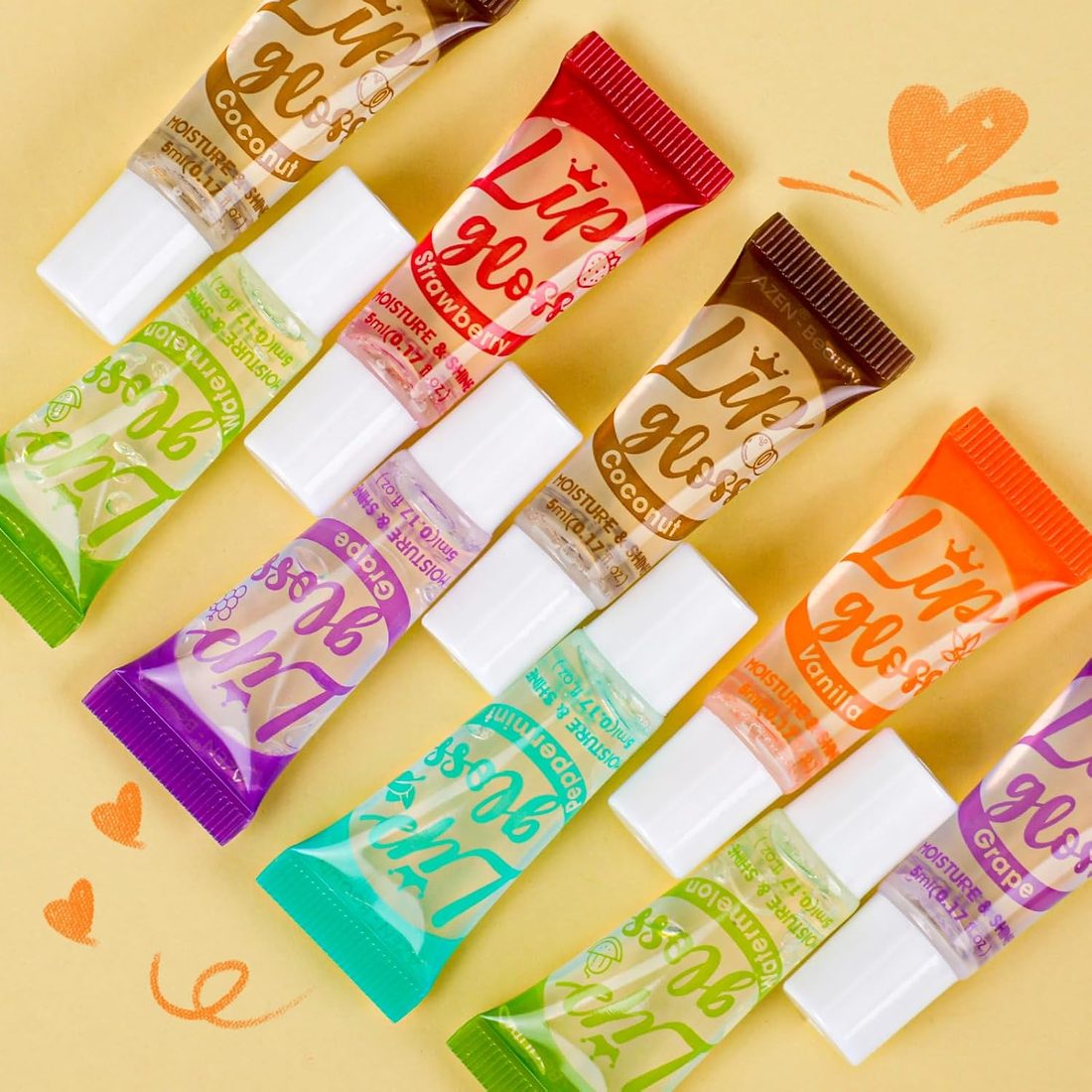 AZEN Clear Lip Gloss, 6 Flavors · 24 Pack, view 2