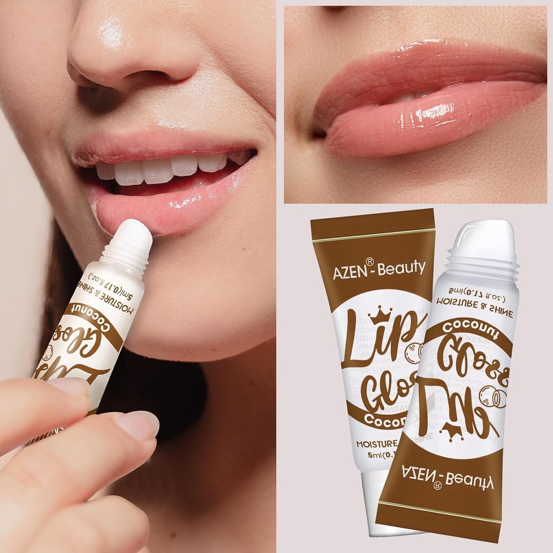 AZEN Clear Lip Gloss, 6 Flavors · 24 Pack, view 3