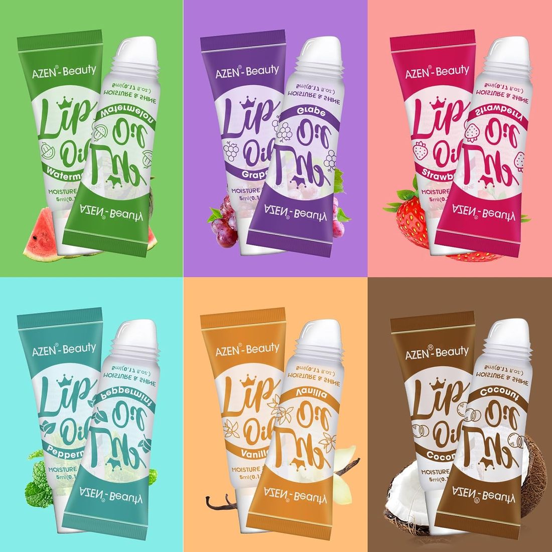 AZEN Clear Lip Gloss Set, 6 Flavors · 120 Pack, view 4