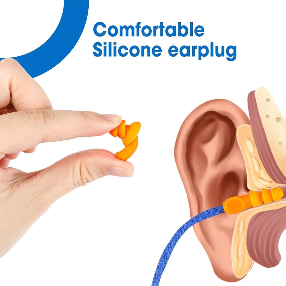 AZEN Corded Silicone Ear Plugs, 55 Pairs, view 4
