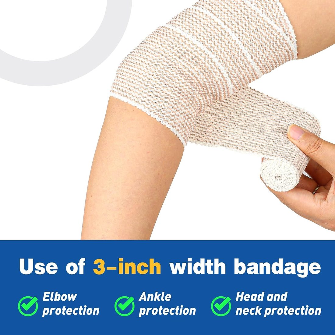 AZEN Elastic Bandage Wrap, 3 in & 4 in · 8 Pack, view 3