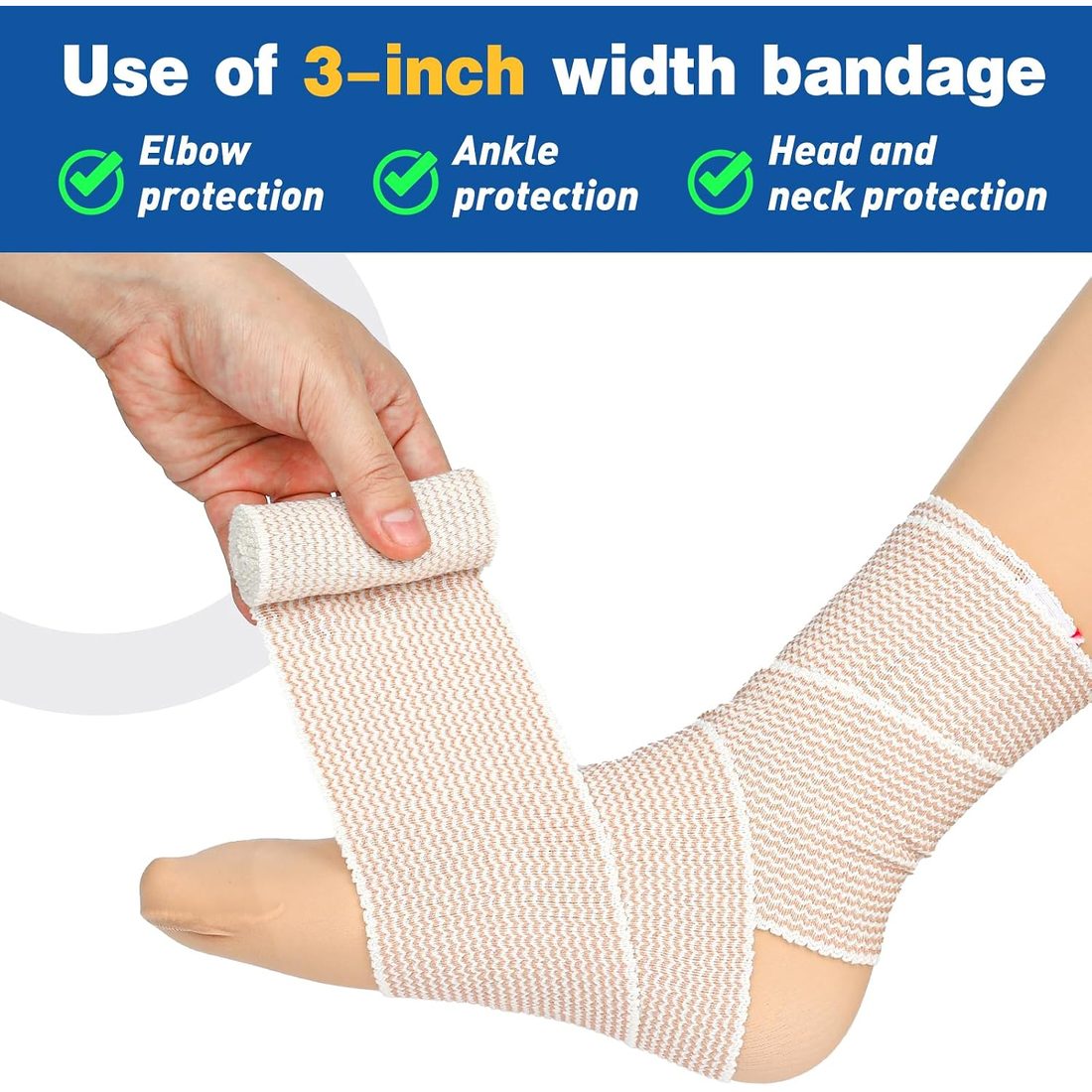 AZEN Elastic Bandage Wrap, 3 in & 4 in · 8 Pack, view 4