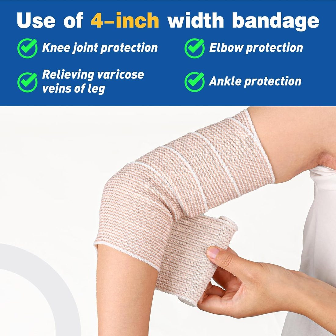 AZEN Elastic Bandage Wrap, 3 in & 4 in · 8 Pack, view 6