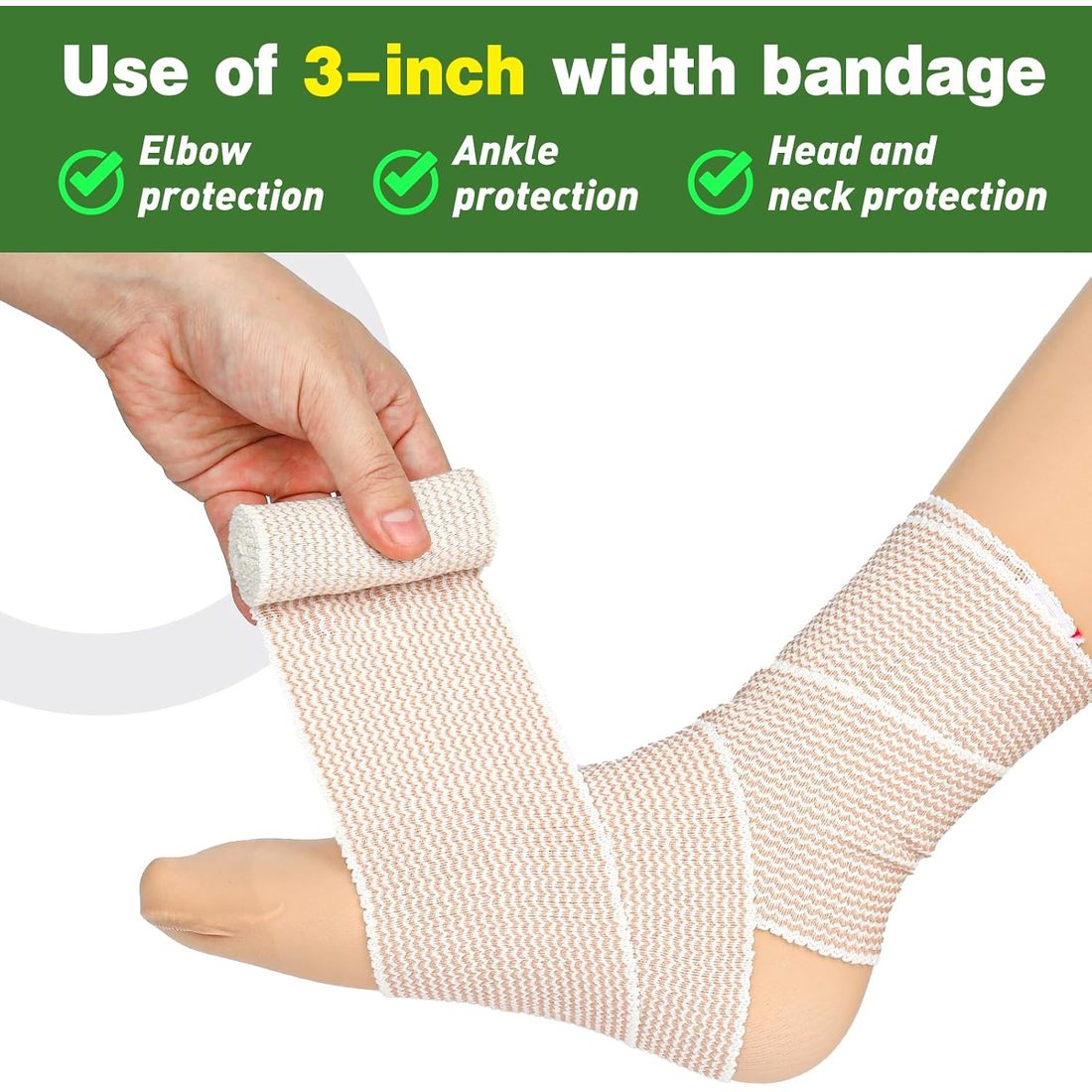 AZEN Elastic Bandage Wrap, 3 in · 4 Pack, view 4