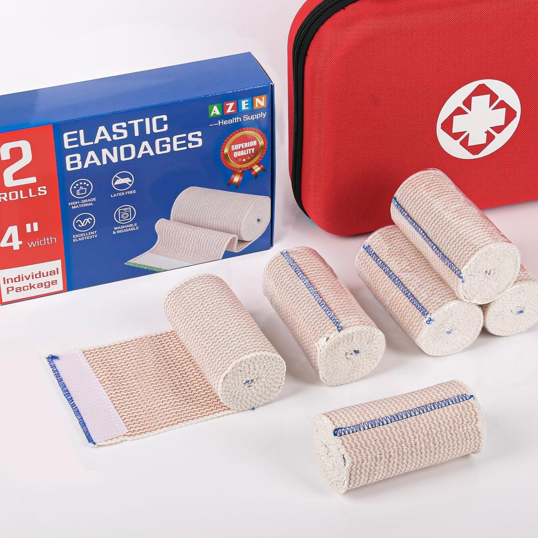 AZEN Elastic Bandage Wrap, 4 in · 2 Pack, view 6