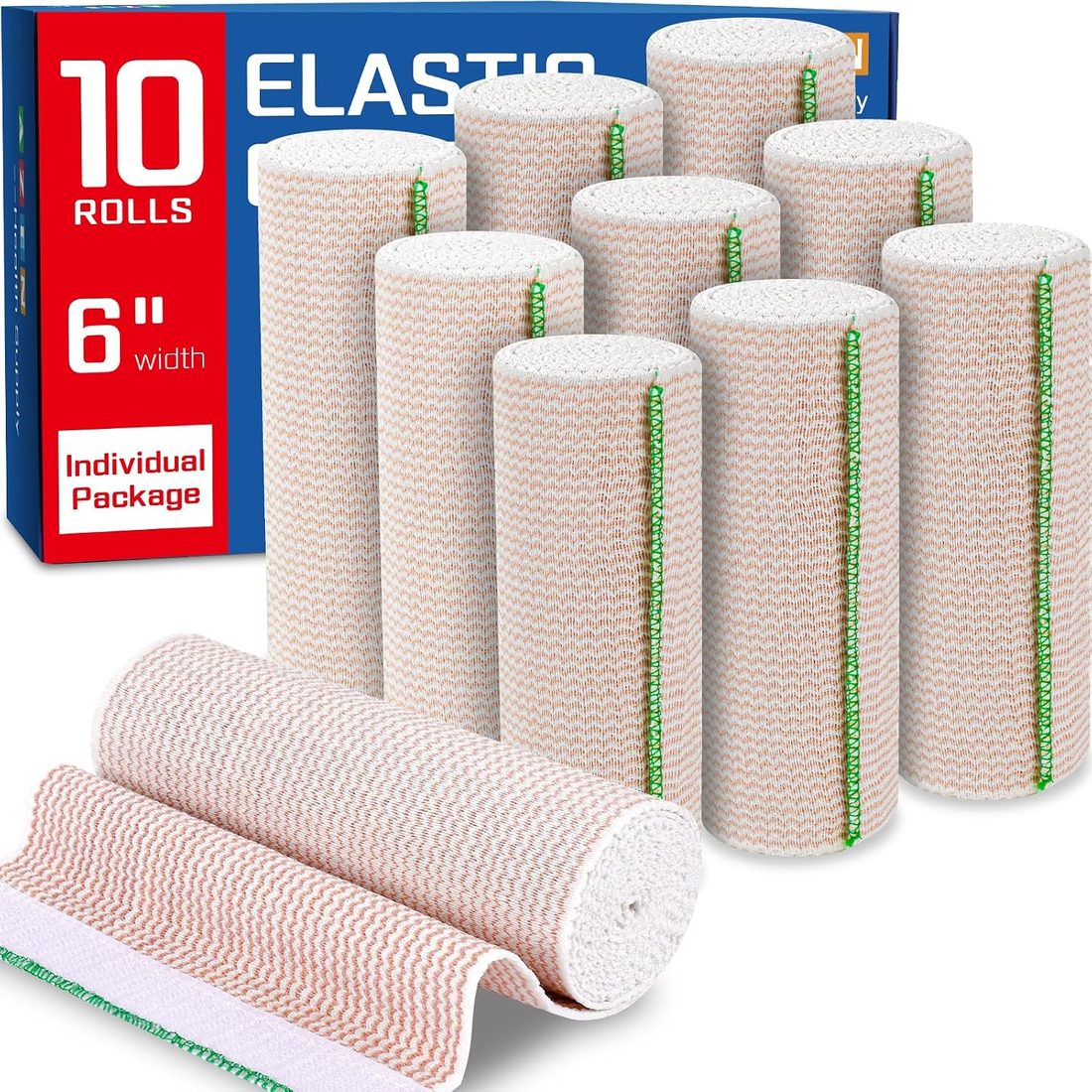 AZEN Elastic Bandage Wrap, 6 in · 10 Pack
