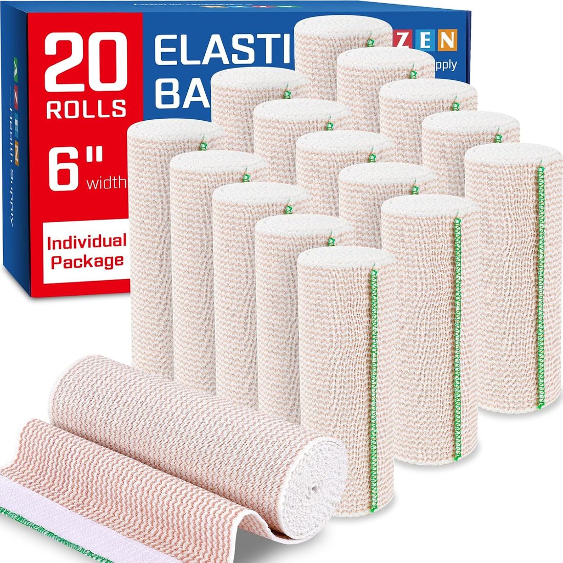 AZEN Elastic Bandage Wrap, 6 in · 20 Pack