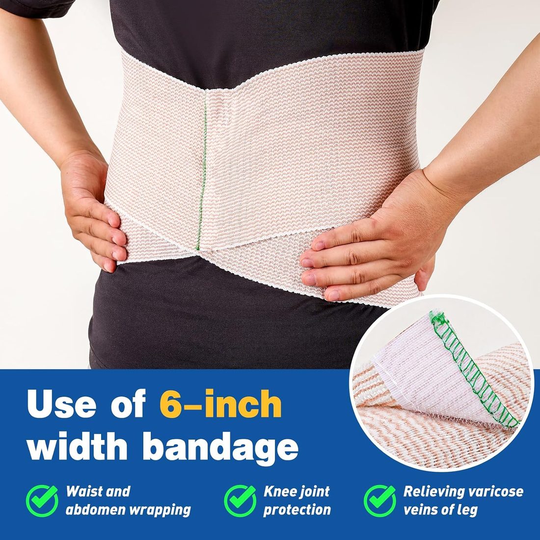 AZEN Elastic Bandage Wrap, Mixed Widths · 8 Pack, view 3
