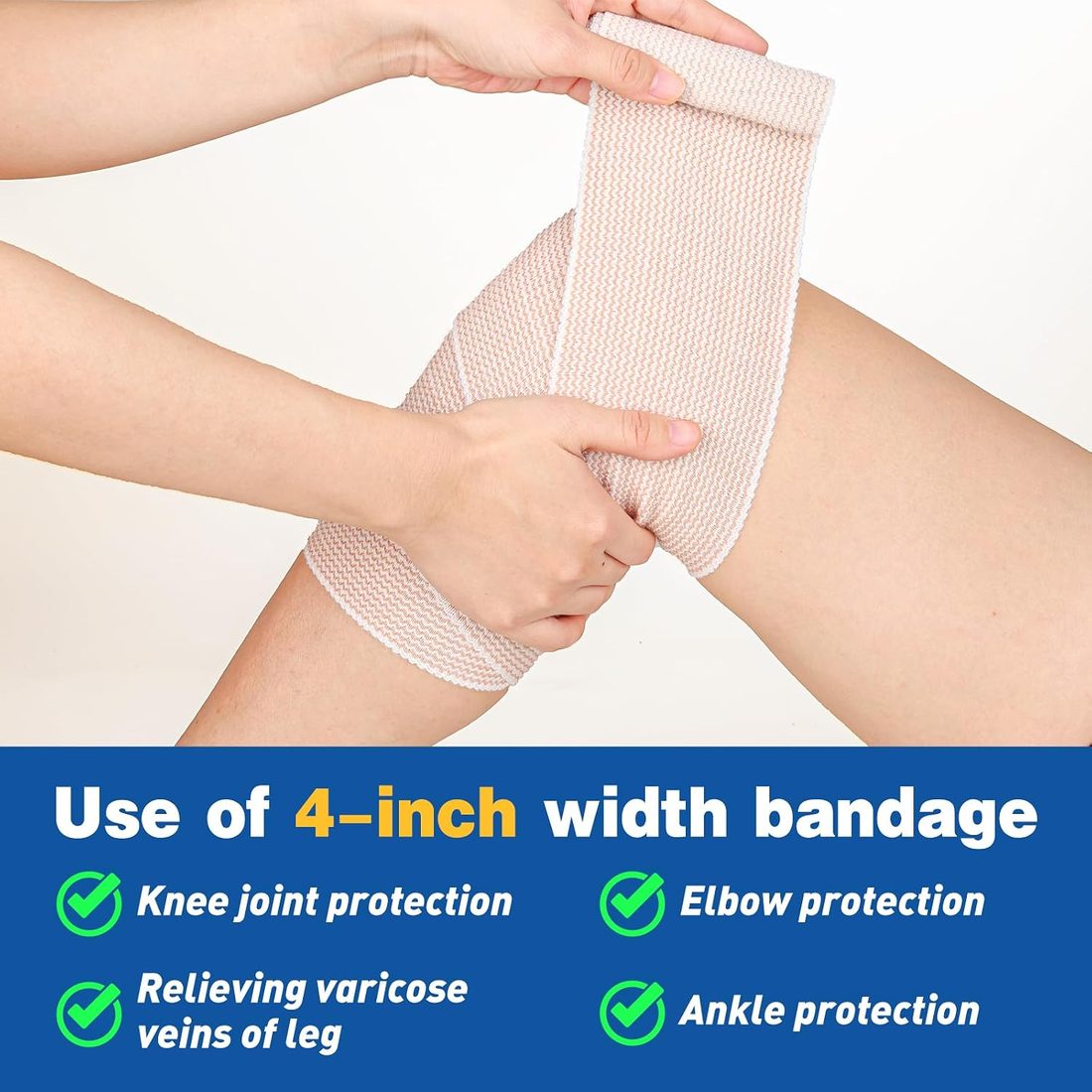 AZEN Elastic Bandage Wrap, Mixed Widths · 8 Pack, view 4