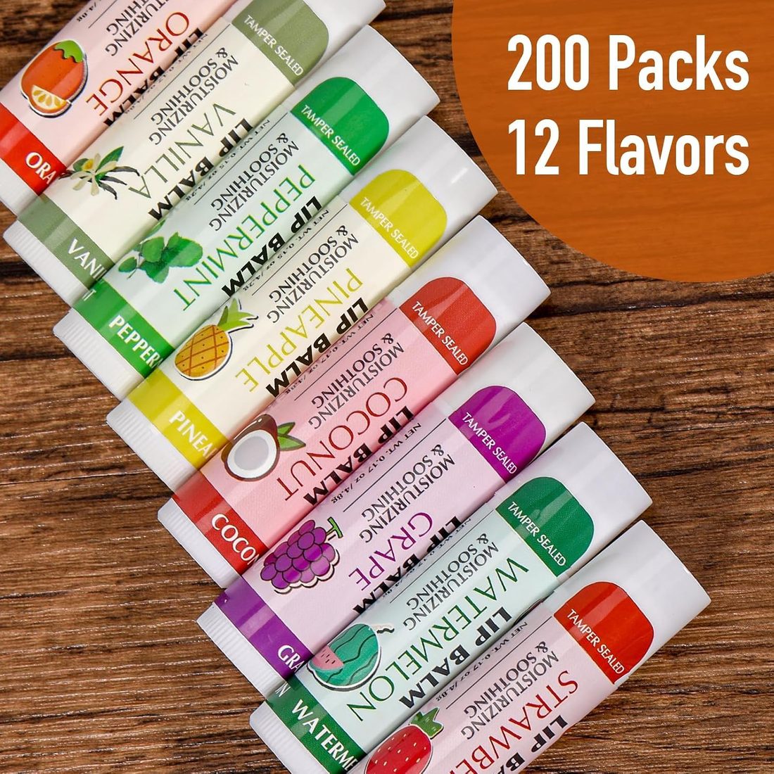 AZEN Flavored Lip Balm, 200 Pack Bulk, view 3