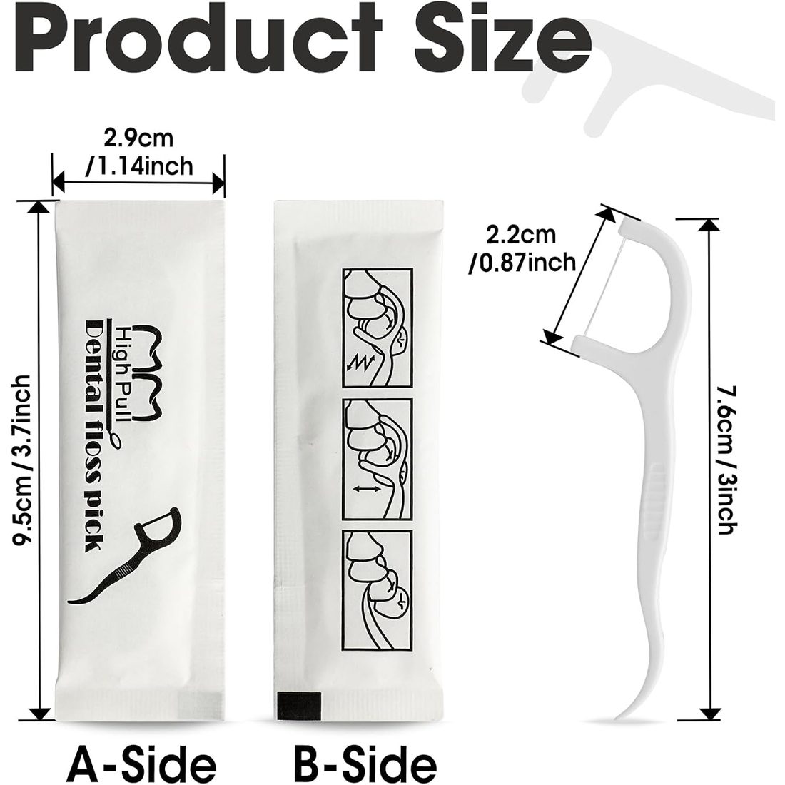 AZEN Floss Picks, Individually Wrapped · 1500 Count, view 4