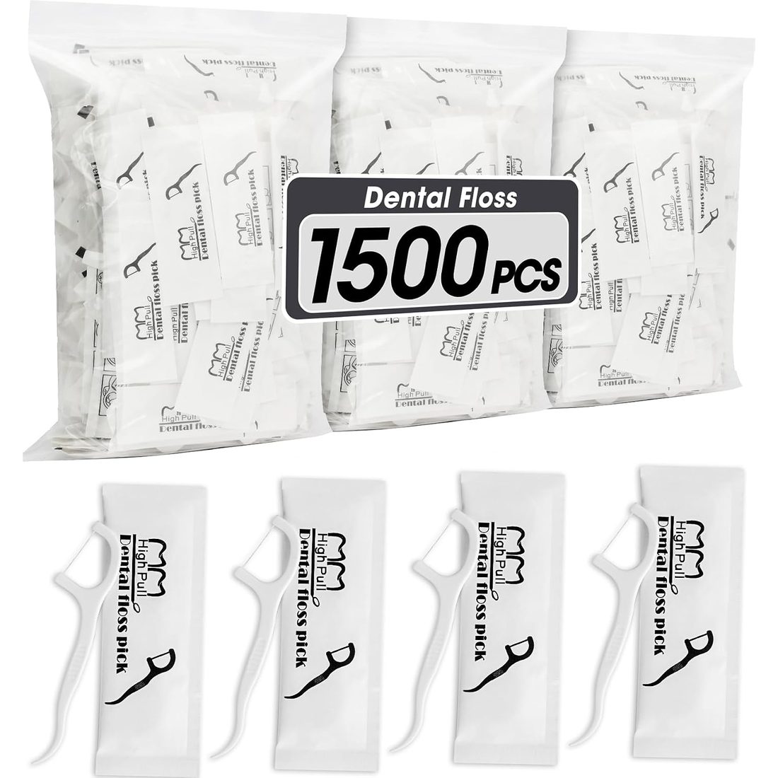 AZEN Floss Picks, Individually Wrapped · 1500 Count