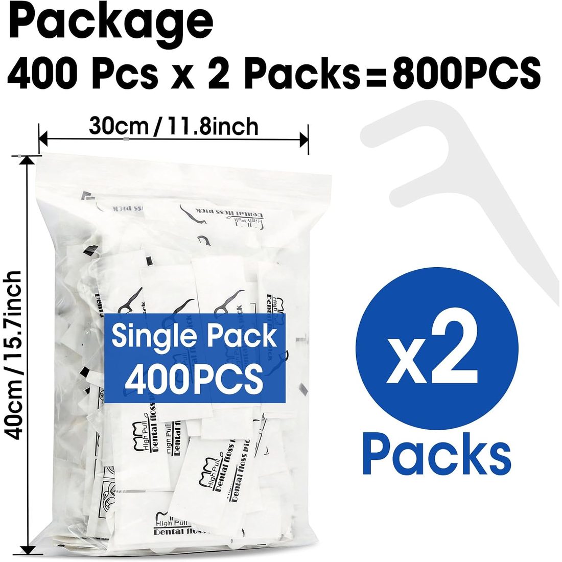 AZEN Floss Picks, Individually Wrapped · 800 Count, view 5
