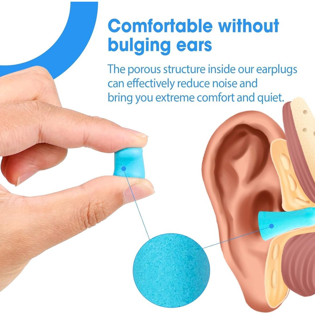 AZEN Foam Ear Plugs, 600 Pairs, Lake Blue, view 3