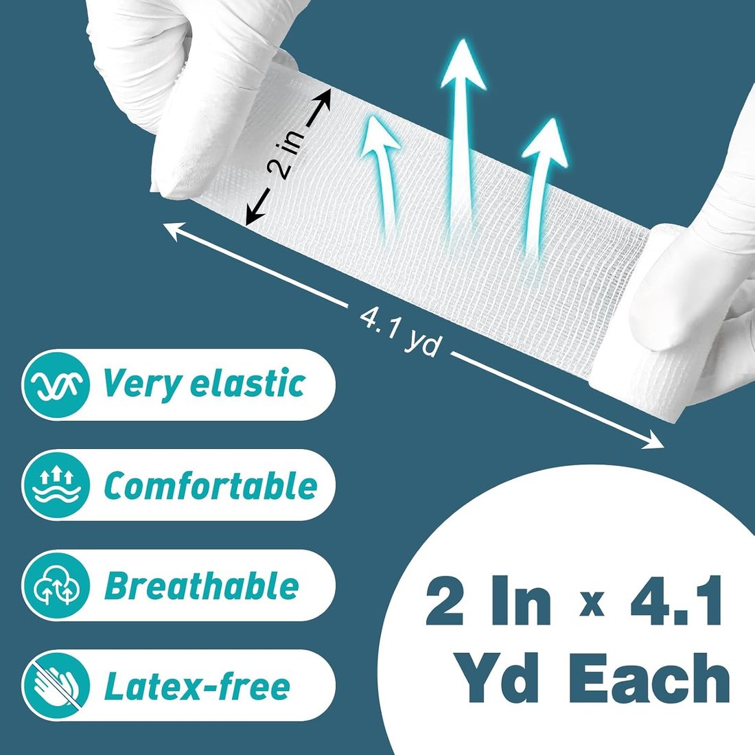 AZEN Gauze Bandage Rolls, 2 in · 40 Pack with Tape, view 3