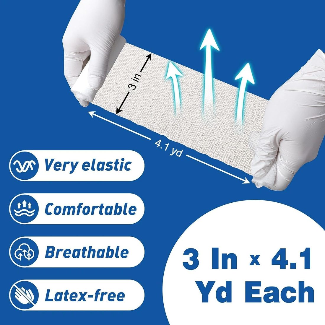 AZEN Gauze Bandage Rolls, 3 in × 4.1 yd · 200 Pack, view 3