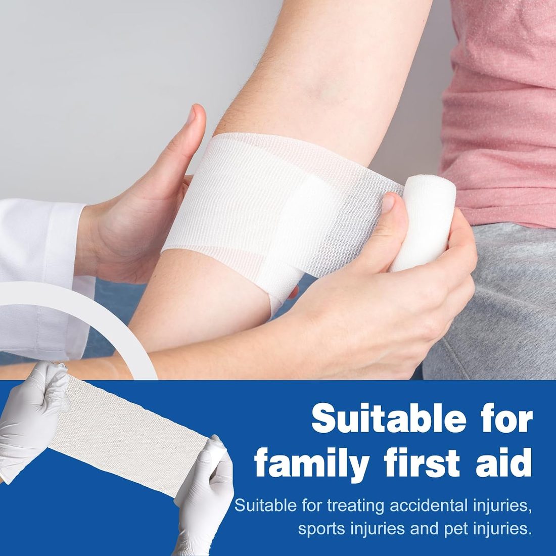 AZEN Gauze Bandage Rolls, 4 in · 20 Pack with Tape, view 6