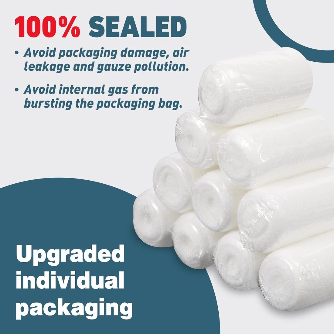 AZEN Gauze Roll Bandages, 2 in · 20 Pack with Tape, view 4