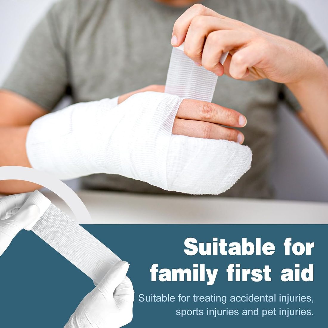 AZEN Gauze Roll Bandages, 2 in · 20 Pack with Tape, view 5