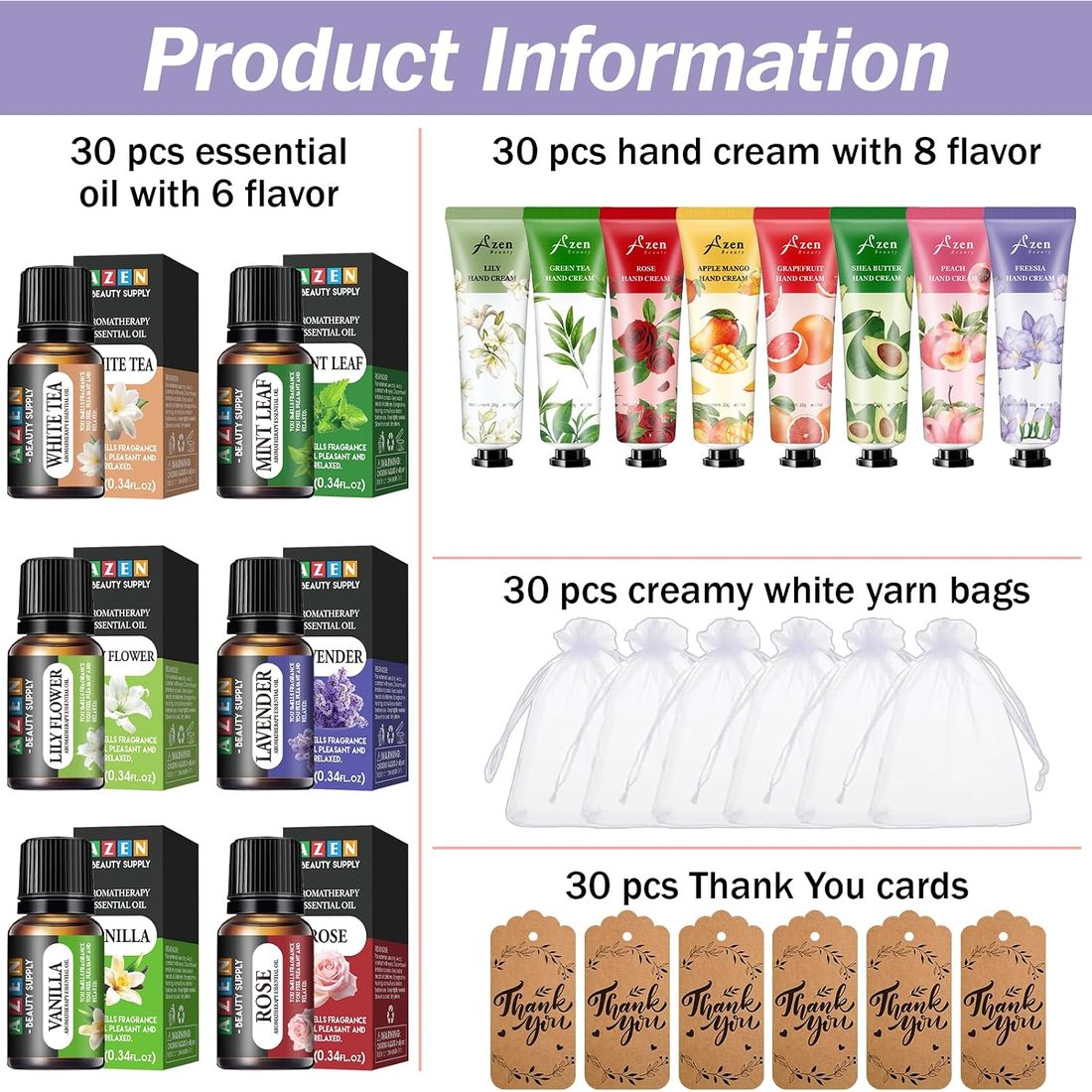 AZEN Hand Cream & Essential Oil Gift Set · 30 Sets, view 2
