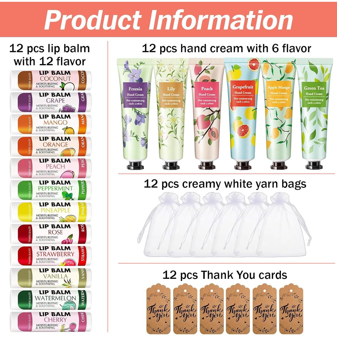 AZEN Hand Cream & Lip Balm Favor Set · 12 Sets, view 2