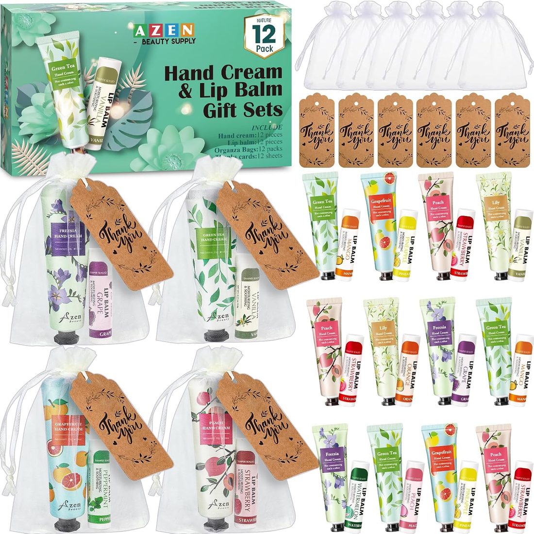 AZEN Hand Cream & Lip Balm Favor Set · 12 Sets