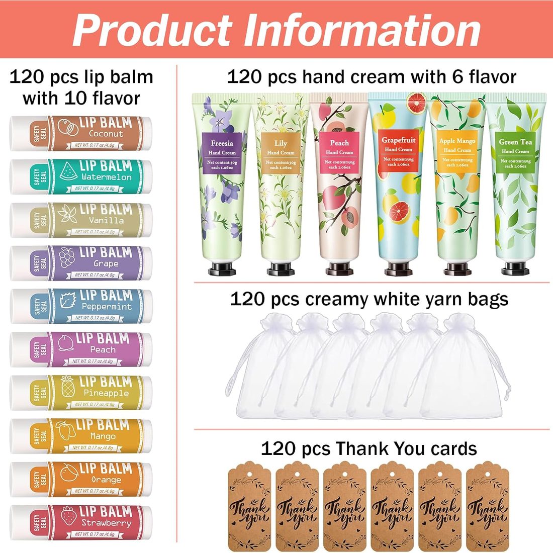 AZEN Hand Cream & Lip Balm Favor Set · 120 Sets, view 2