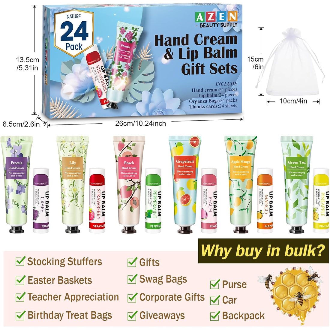AZEN Hand Cream & Lip Balm Favor Set · 24 Sets, view 6