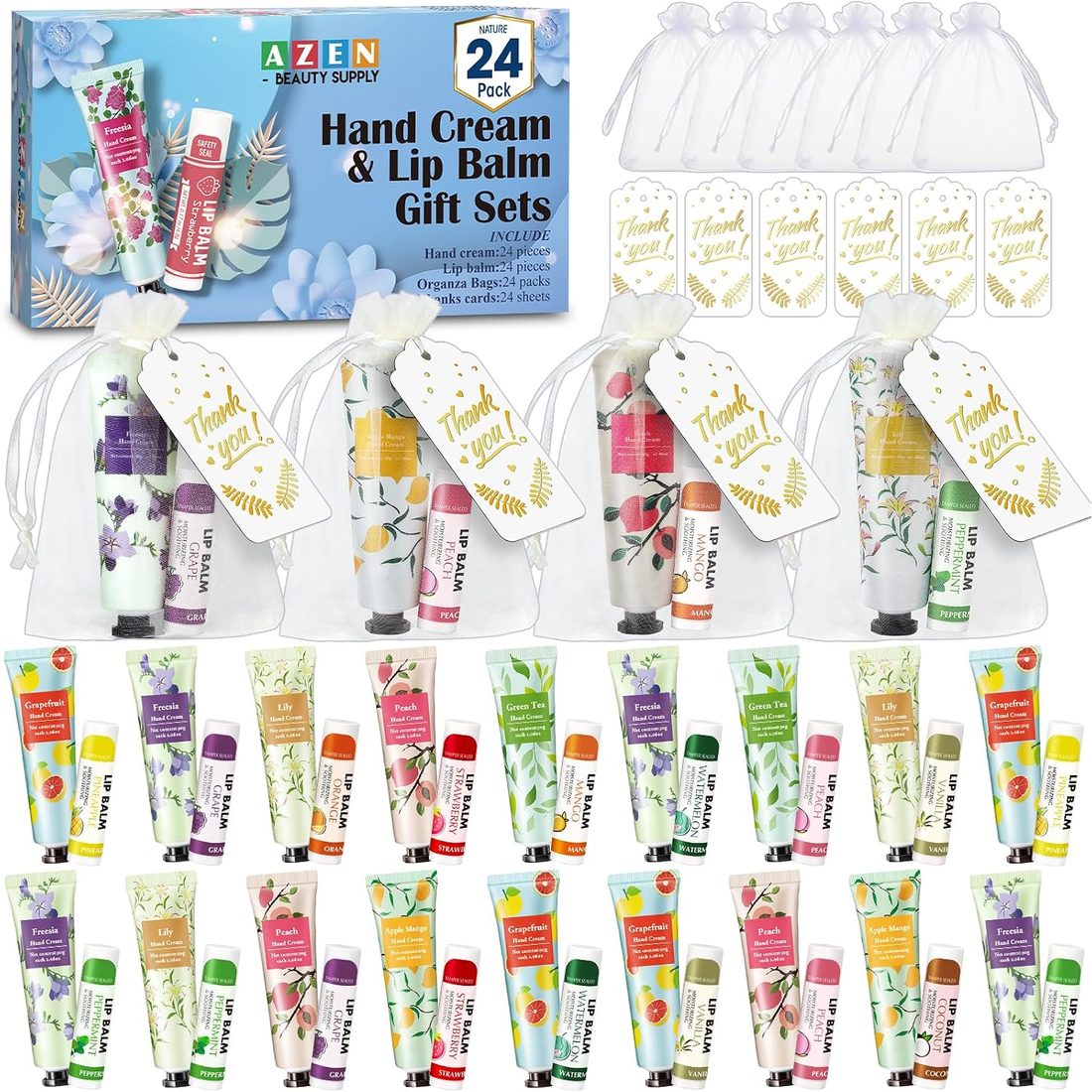 AZEN Hand Cream & Lip Balm Favor Set · 24 Sets