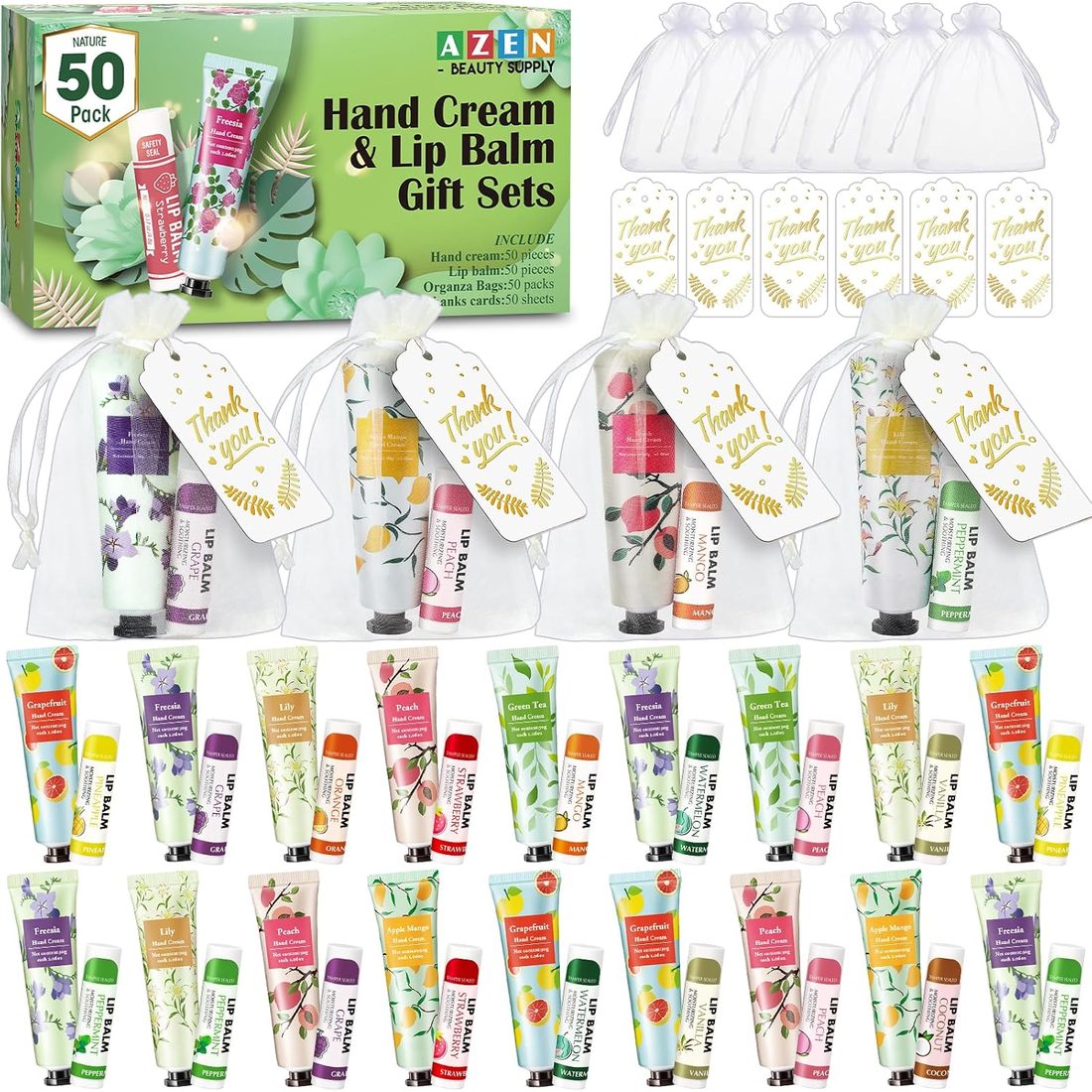 AZEN Hand Cream & Lip Balm Favor Set · 50 Sets