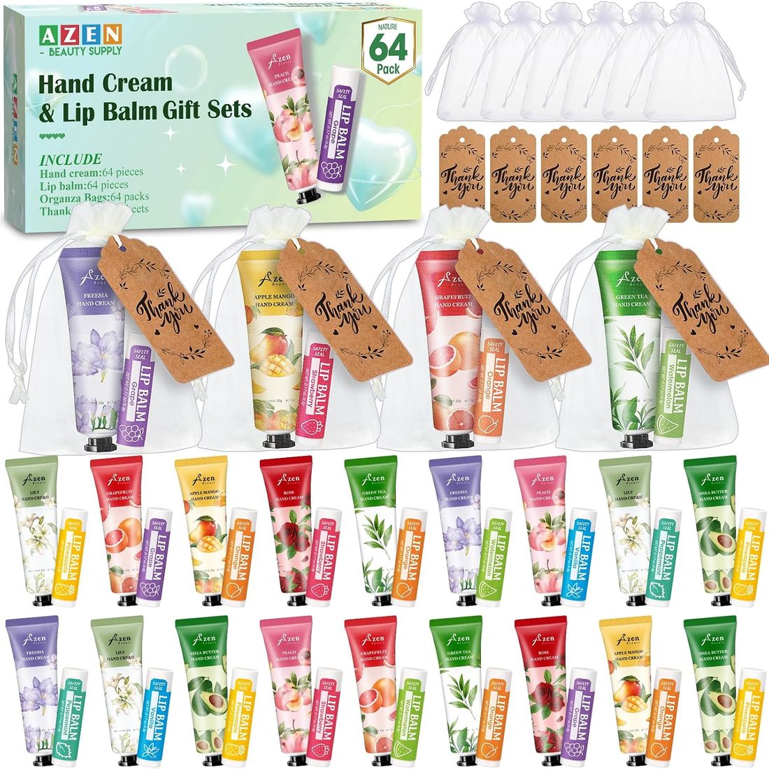 AZEN Hand Cream & Lip Balm Favor Set · 64 Sets