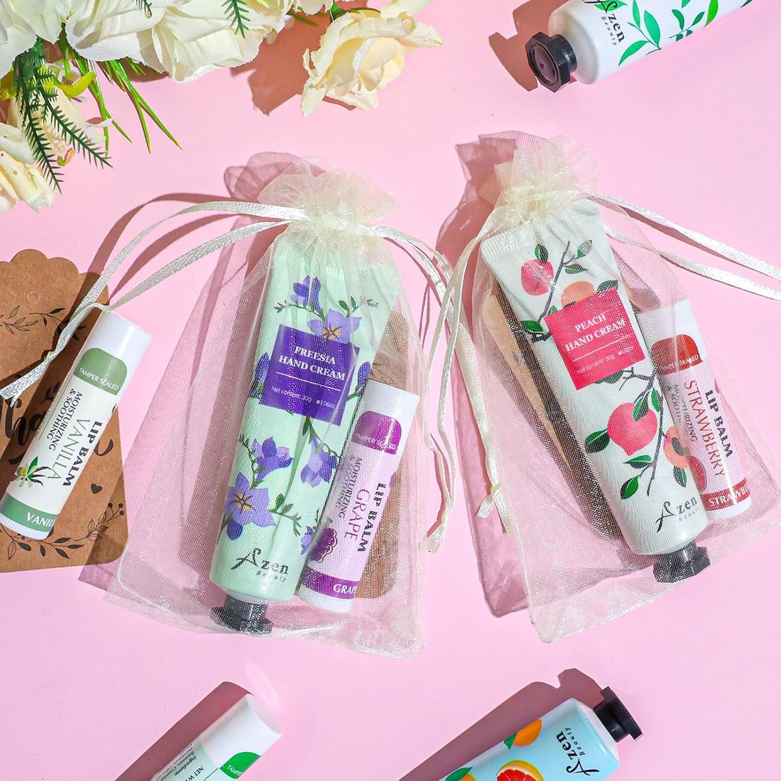 AZEN Hand Cream & Lip Balm Favor Set · 8 Sets × 2 Packs, view 3