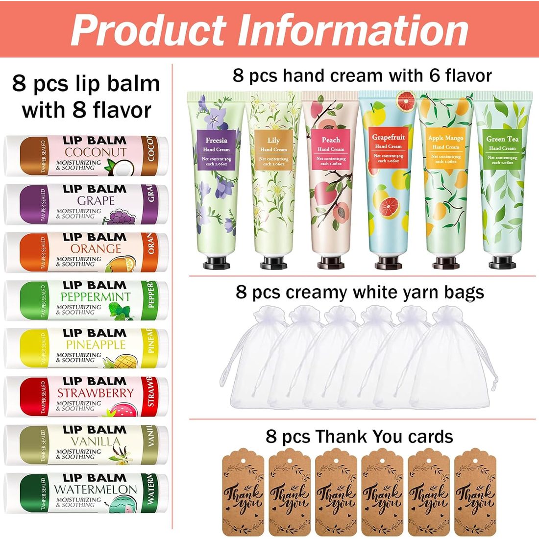AZEN Hand Cream & Lip Balm Gift Set, 8 Sets, view 2