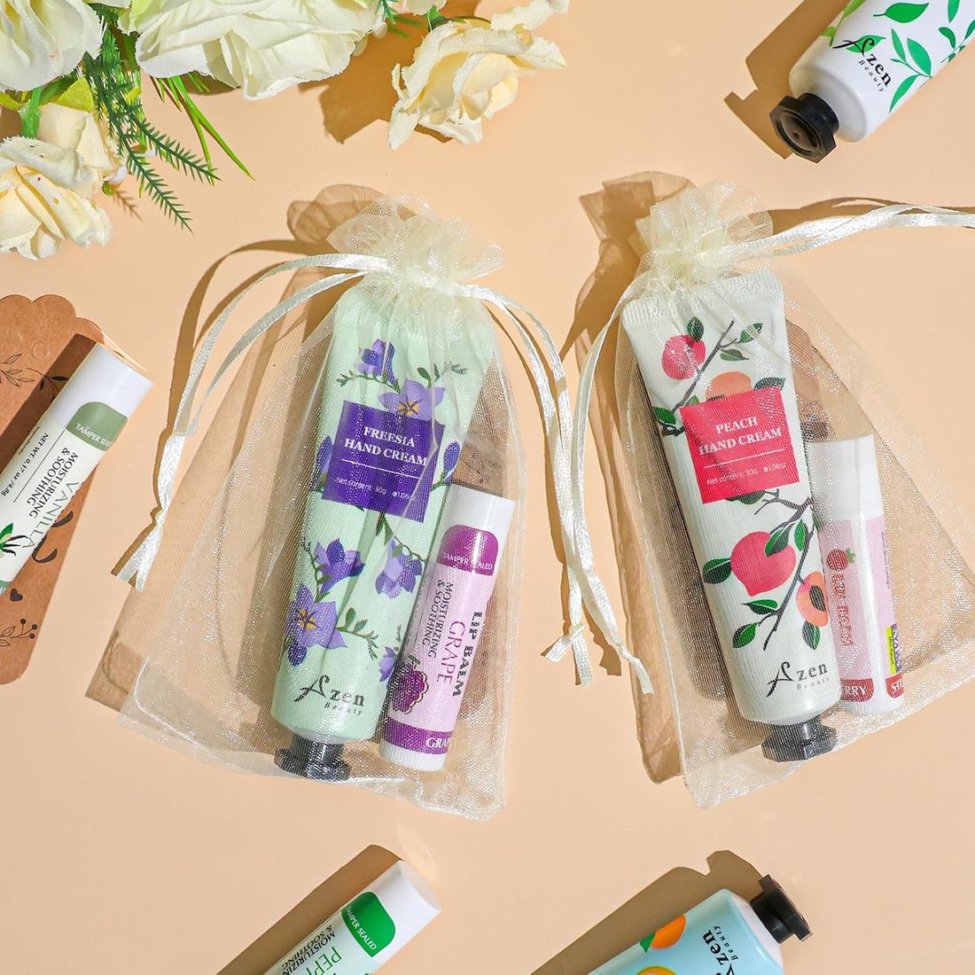 AZEN Hand Cream & Lip Balm Gift Set, 8 Sets, view 4