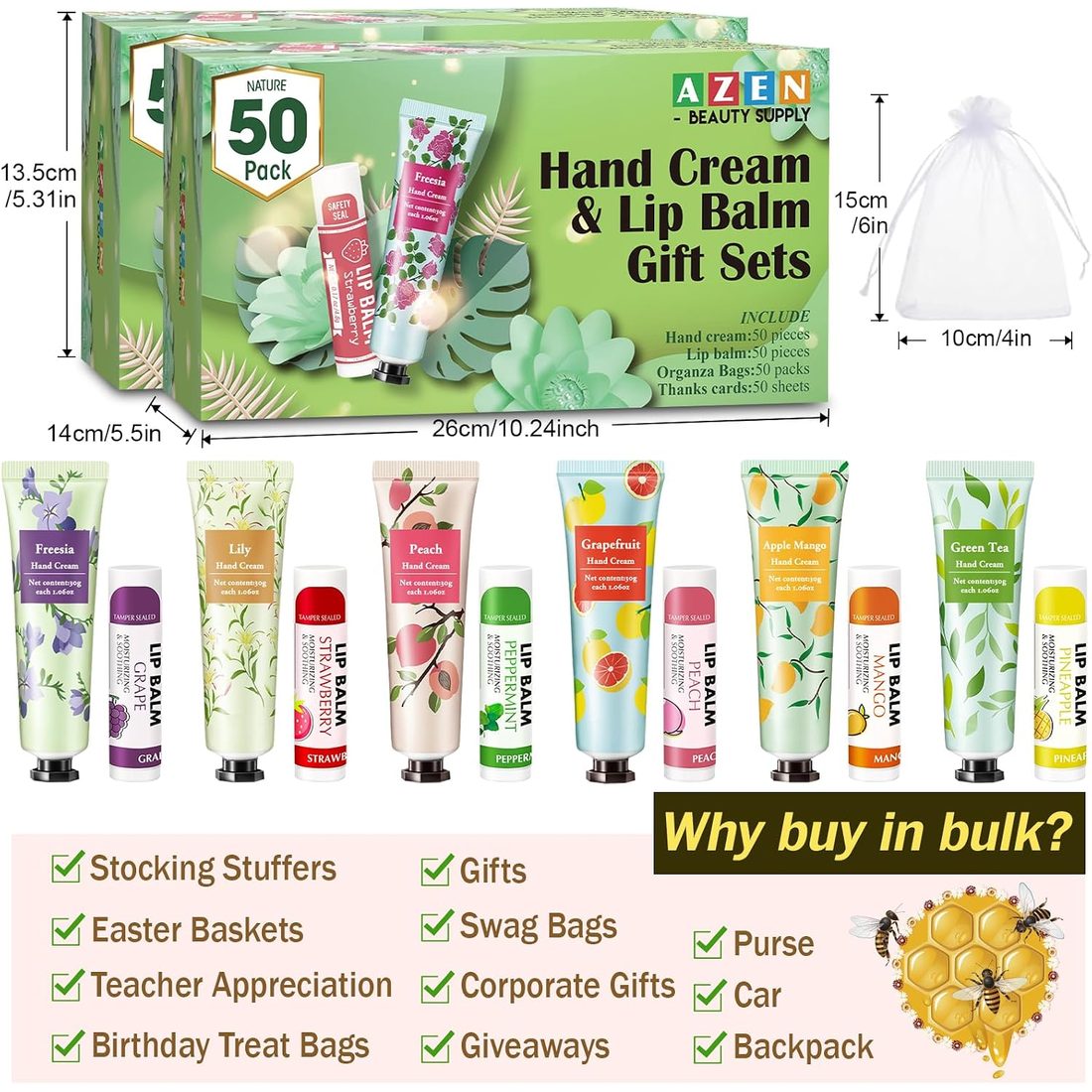AZEN Hand Cream & Lip Balm Thank-You Set · 100 Sets, view 6