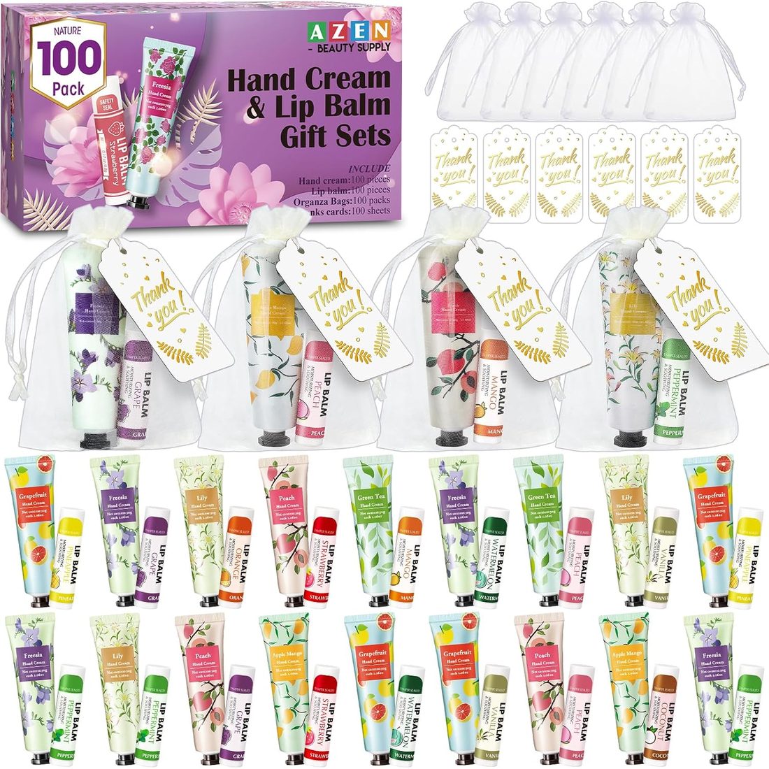AZEN Hand Cream & Lip Balm Thank-You Set · 100 Sets