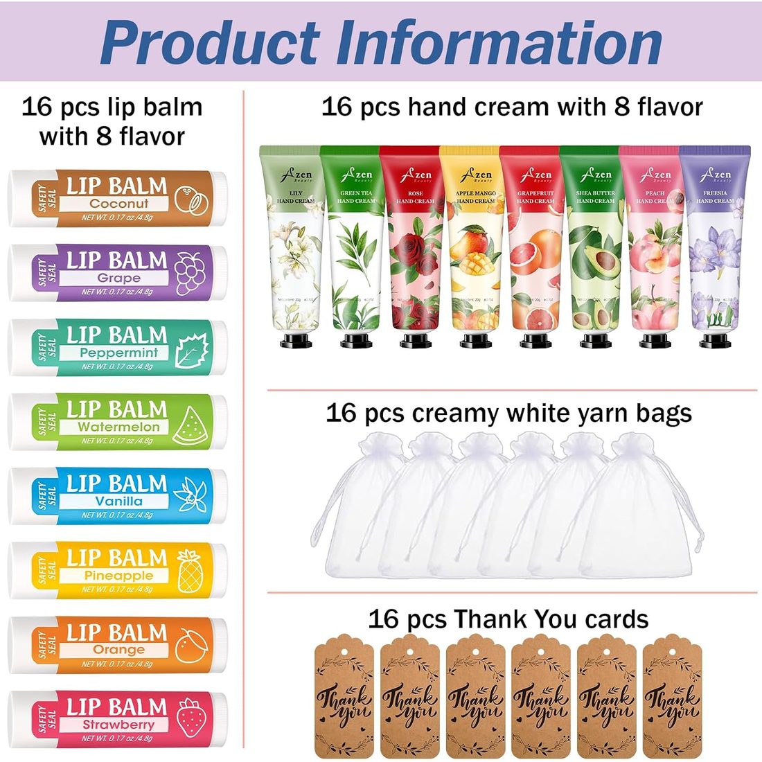 AZEN Hand Cream & Lip Balm Thank-You Set · 16 Sets, view 2