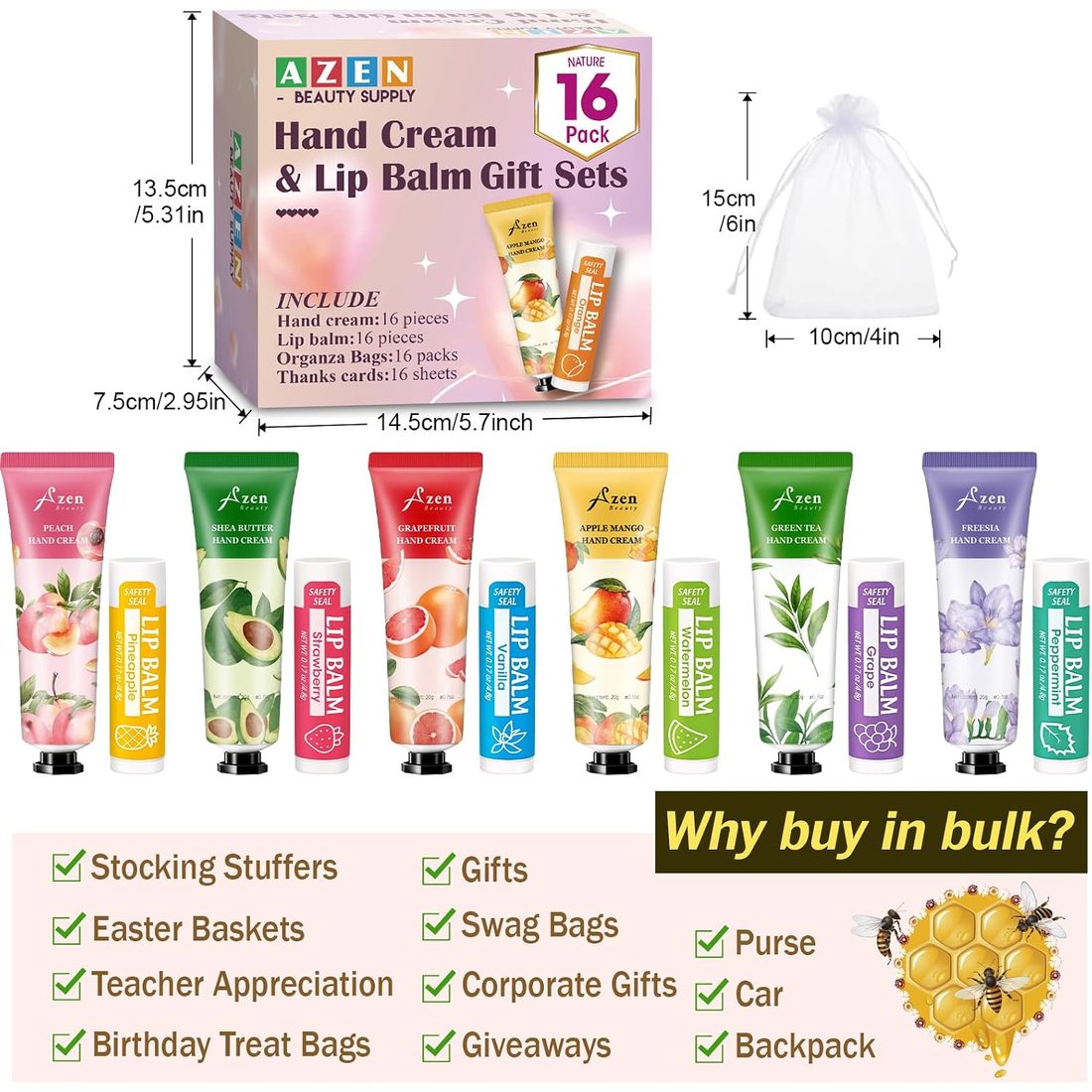 AZEN Hand Cream & Lip Balm Thank-You Set · 16 Sets, view 6