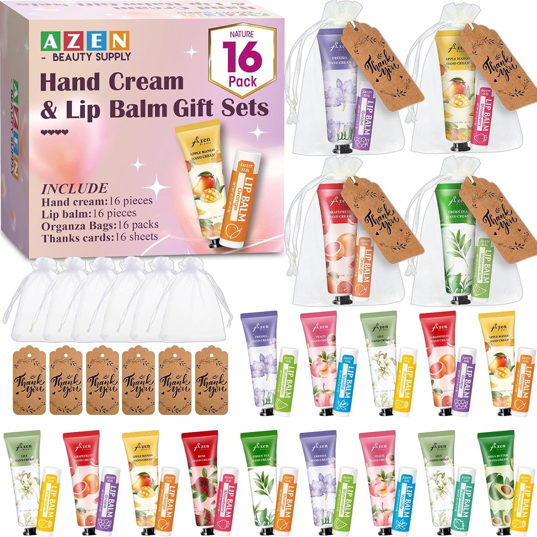 AZEN Hand Cream & Lip Balm Thank-You Set · 16 Sets
