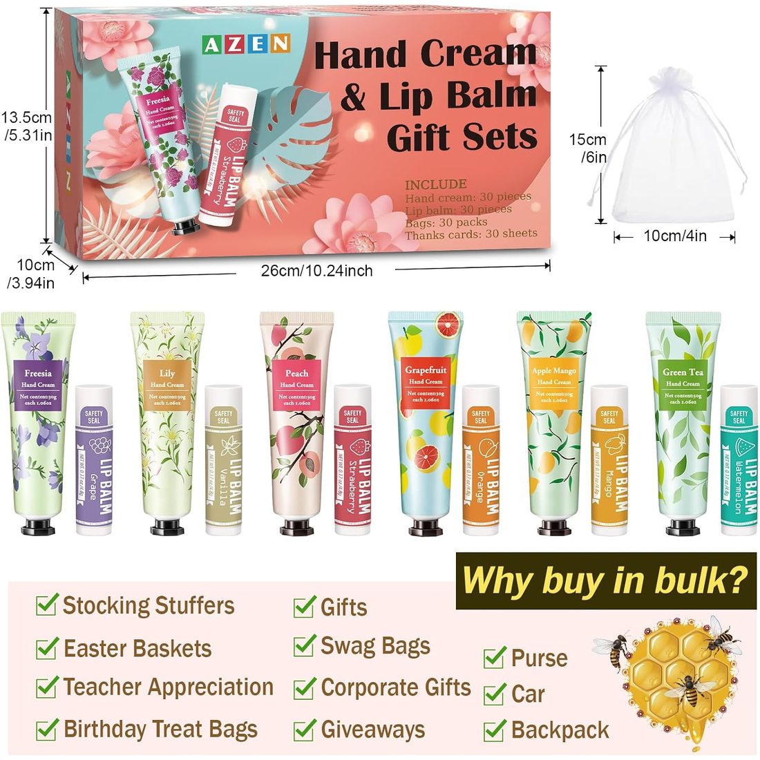AZEN Hand Cream & Lip Balm Thank-You Set · 30 Sets, view 6