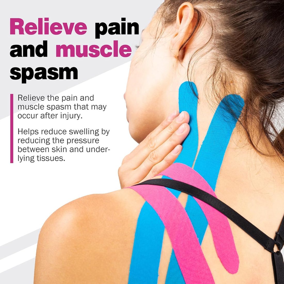 AZEN Kinesiology Tape, Uncut 16.4 ft · 3 Rolls · Pink, view 5