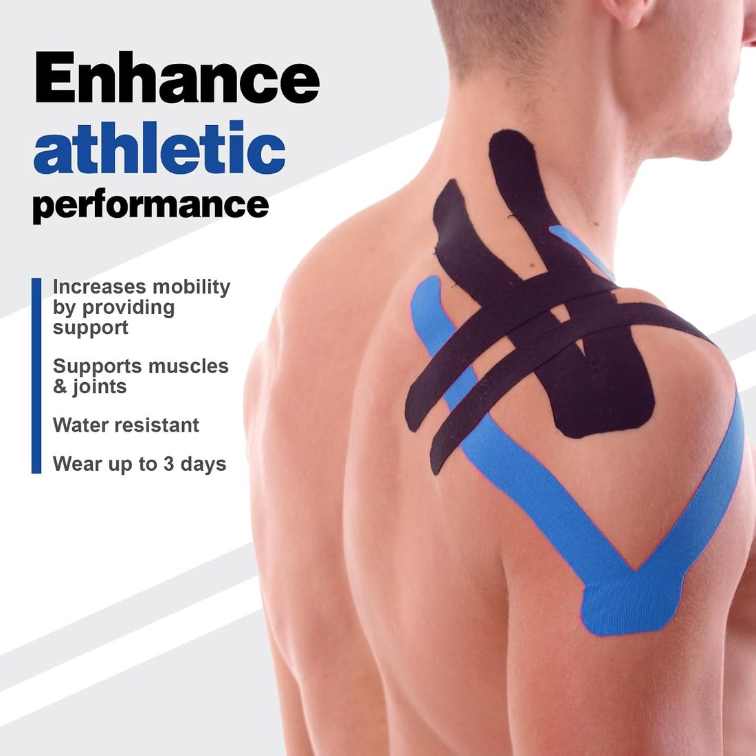 AZEN Kinesiology Tape, Uncut · Blue · 3 Rolls, view 6
