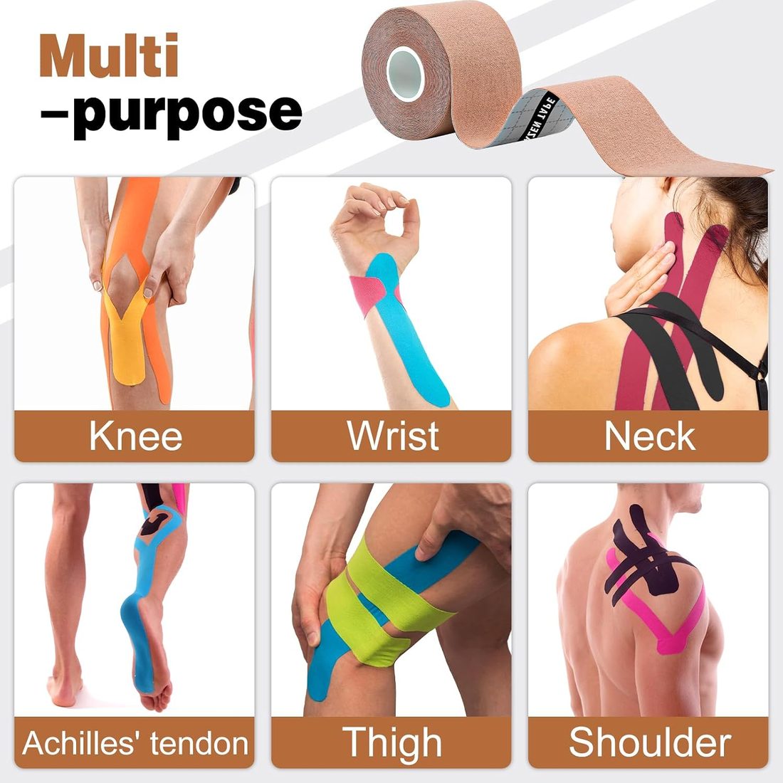 AZEN Kinesiology Tape, Skin Tone · 3 Rolls, view 3