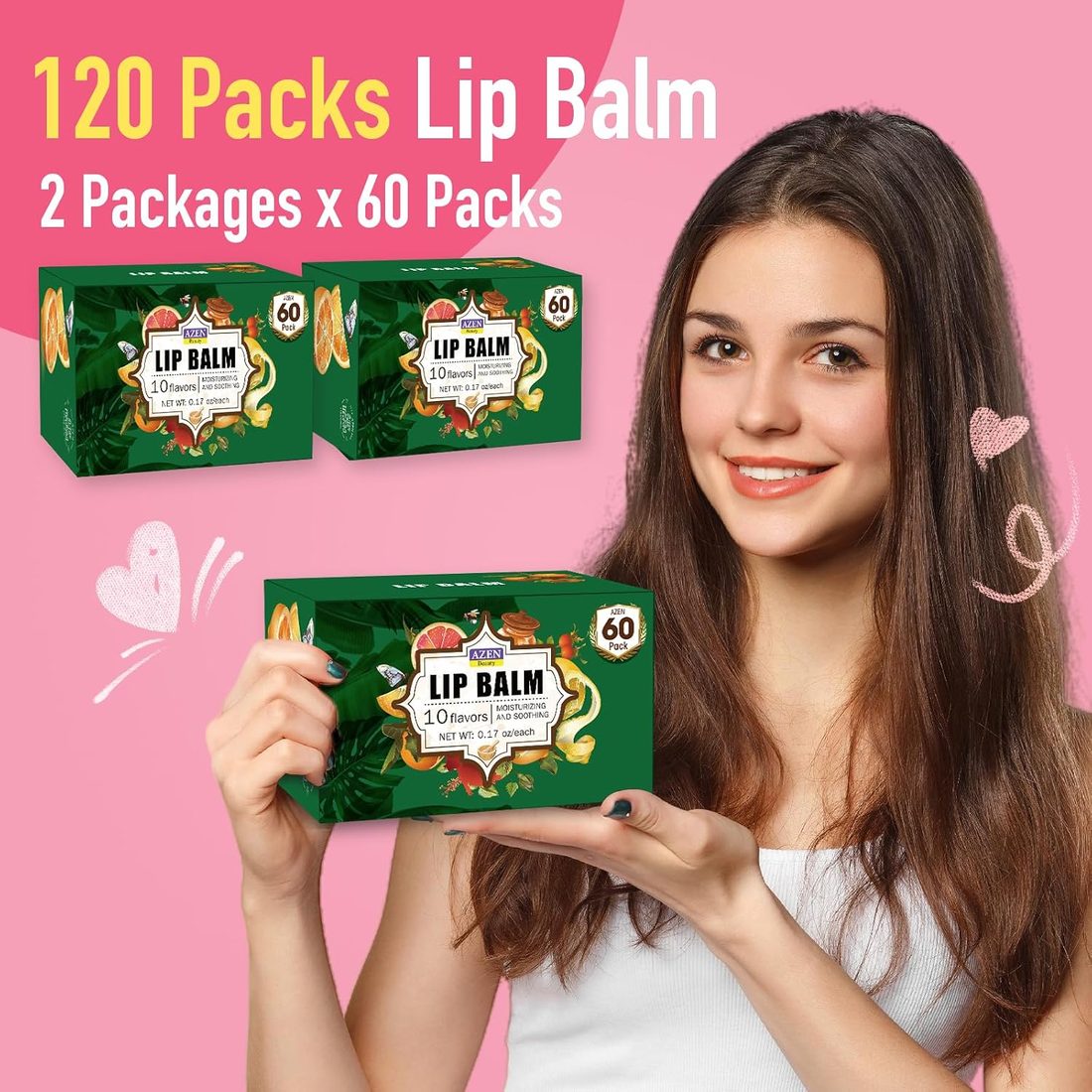 AZEN Lip Balm, 10 Flavors · 120 Pack, view 6