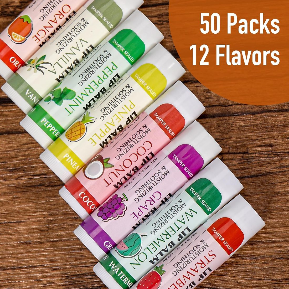 AZEN Lip Balm, 12 Flavors · 50 Pack, view 3