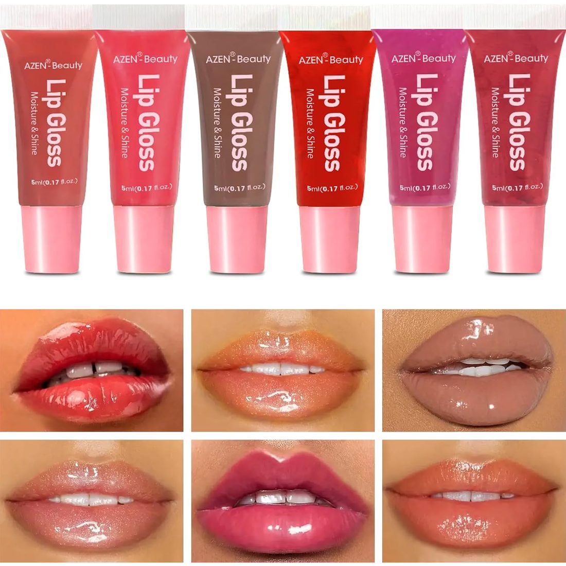 AZEN Lip Gloss Set, 30 Pack, Pink Shades, view 4