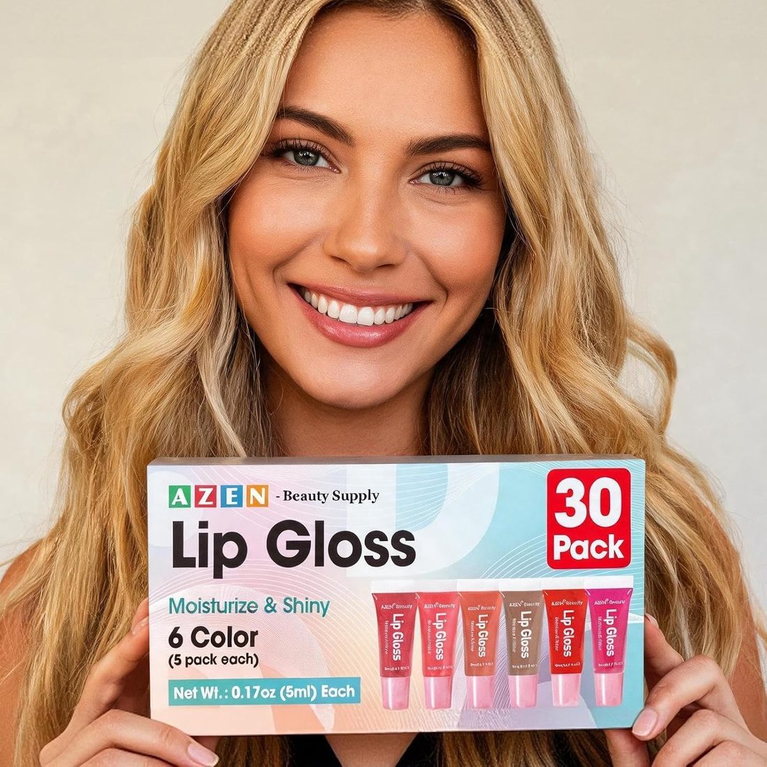 AZEN Lip Gloss Set, 30 Pack, Pink Shades, view 6