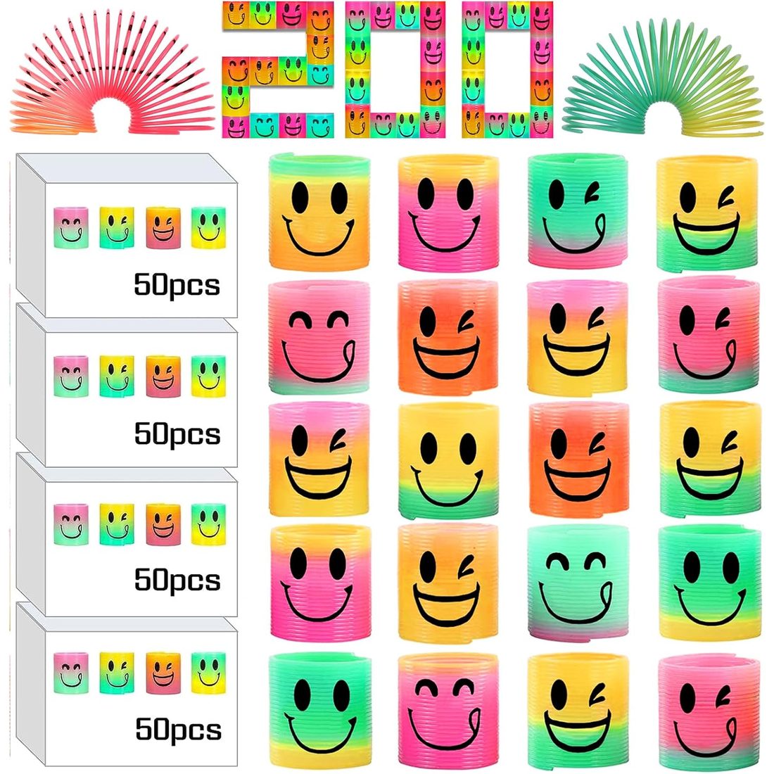 AZEN Mini Rainbow Springs Party Favors, 200 Pack
