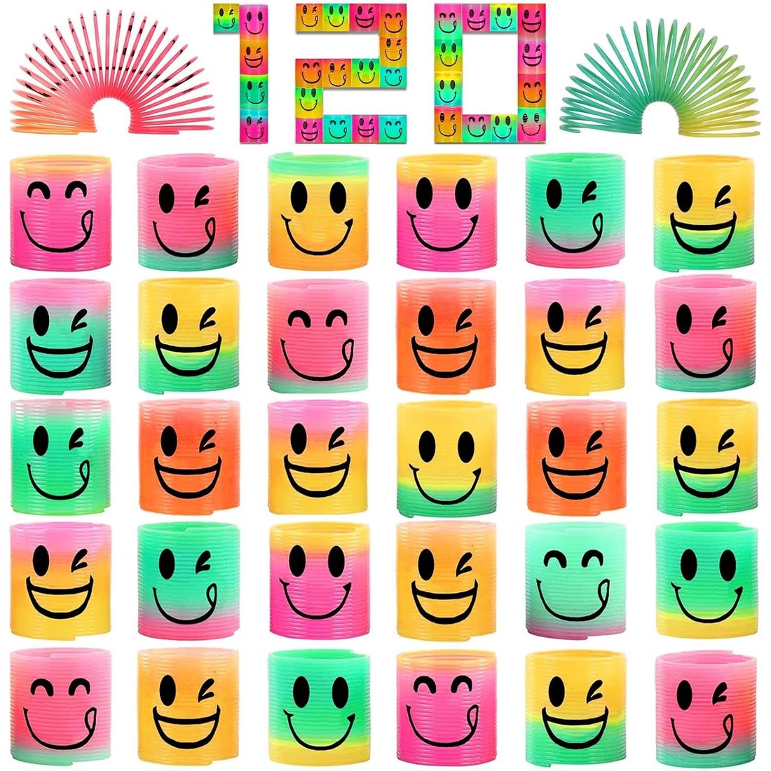 AZEN Mini Rainbow Springs, Smiley Faces · 120 Pieces